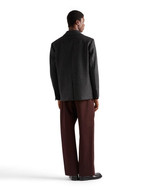 Prada Black Single-Breasted Wool Jacket, Slate for men