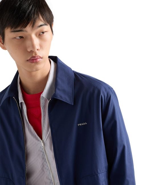 Prada Technical Cotton Zipper Blouson Jacket, Bluette for men