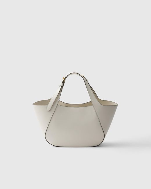 Prada White Mittelgroße Tote Bag Aus Leder