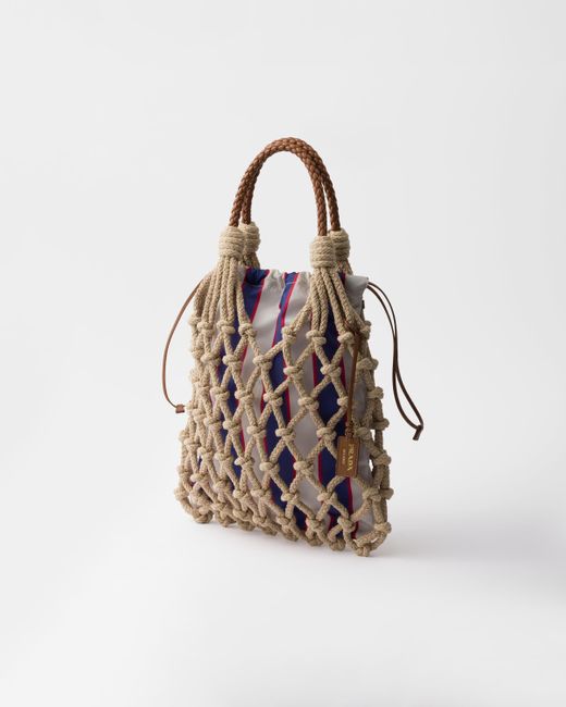 Prada White Medium Cotton Macramé Bag