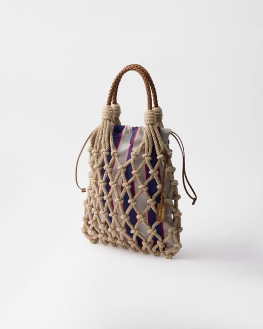Prada Brown Noué Medium Cotton Macramé Bag