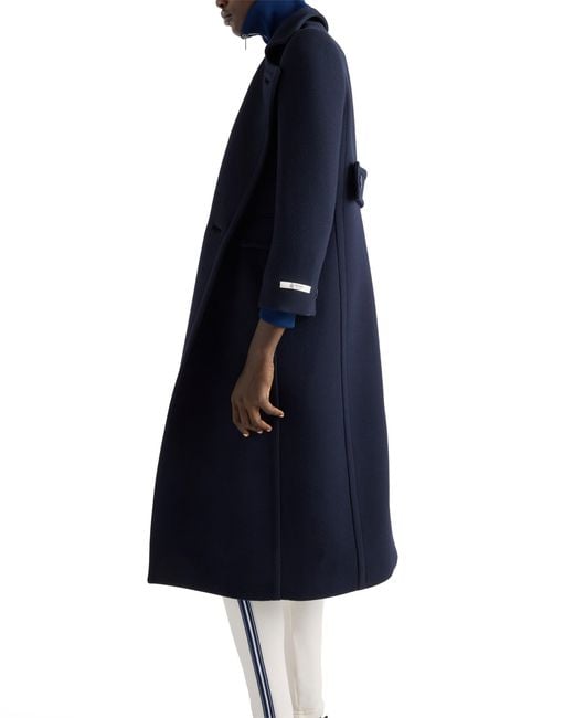 Prada Blue Single-Breasted Natté Fabric Coat