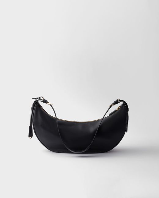 Prada Demi-Lune Large Leather Shoulder Bag in Black | Lyst