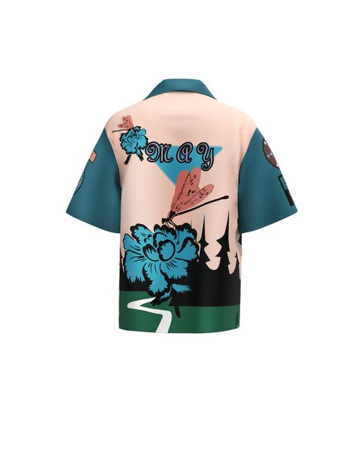 Prada Blue Timecapsule Printed Cotton Shirt for men