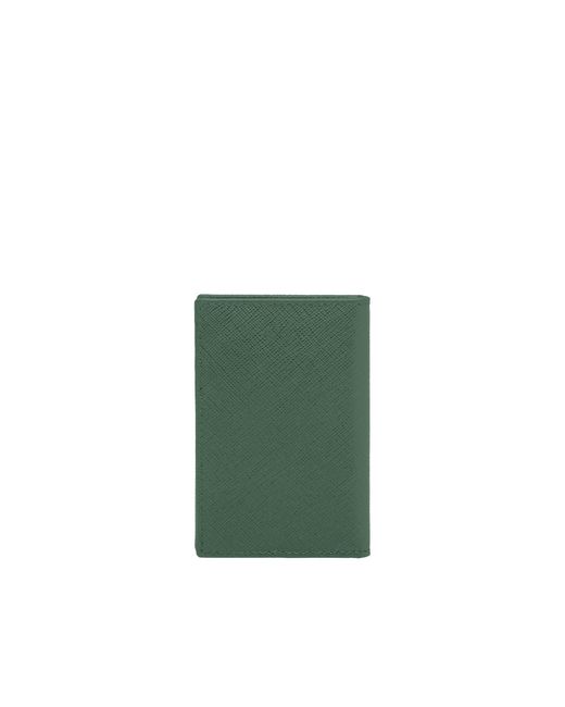Prada Green Saffiano-Leather Card Holder for men