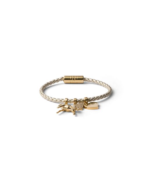 Prada White Braided Nappa Leather Bracelet