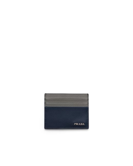 Prada Blue Saffiano Leather Card Holder for men