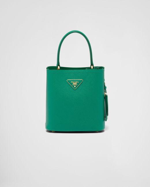Prada Small Saffiano Leather Panier Bag in Green | Lyst