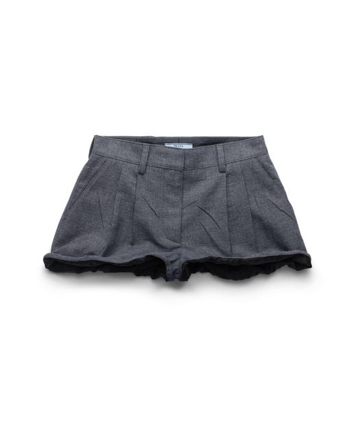 Prada Blue Grisaille And Antiqued Satin Shorts