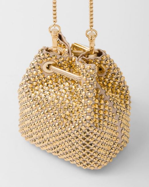 Prada Metallic Crystal-embellished Woven Bucket Bag