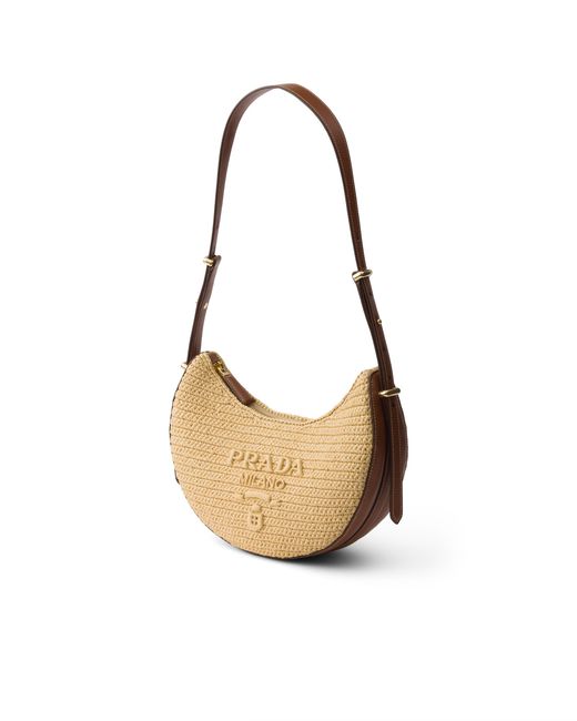 Prada White Arqué Small Crochet And Leather Bag, /Cognac