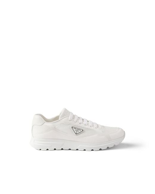 Prada White Prax 2.0 Fabric Sneakers for men