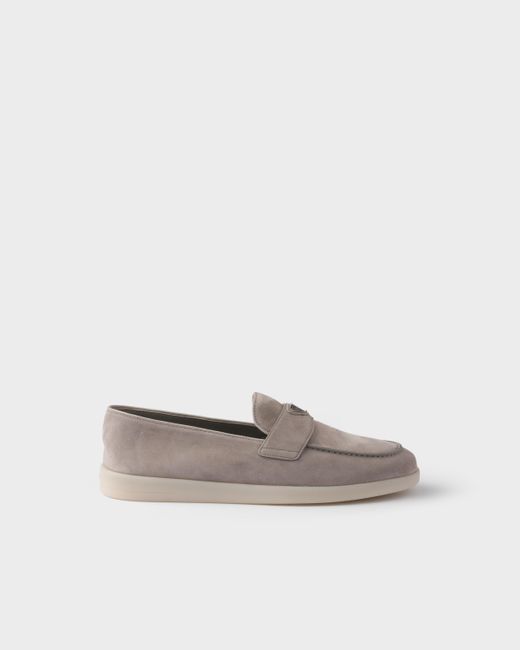Prada Loafer Aus Wildleder in White für Herren