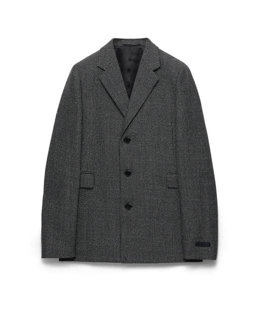 Prada Gray Single-Breasted Wool Jacket, Slate for men