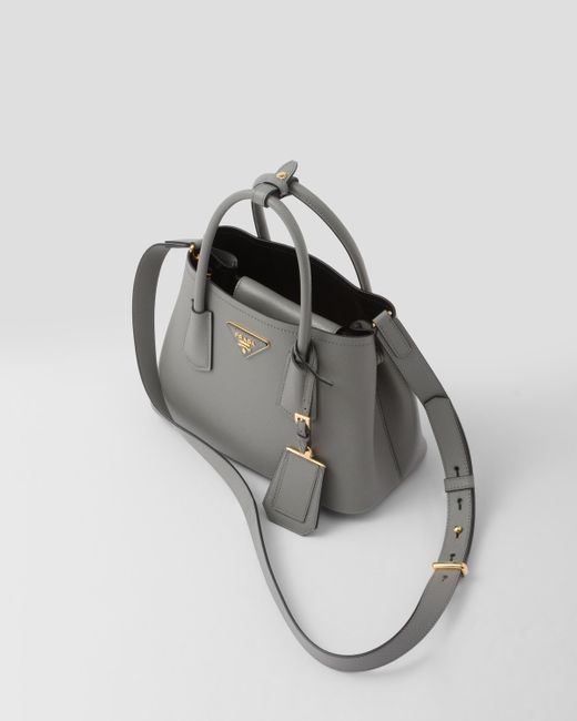 Prada Gray Double Saffiano Leather Mini Bag