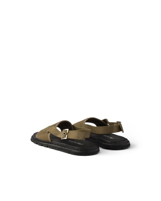 Prada Green Canvas Sandals