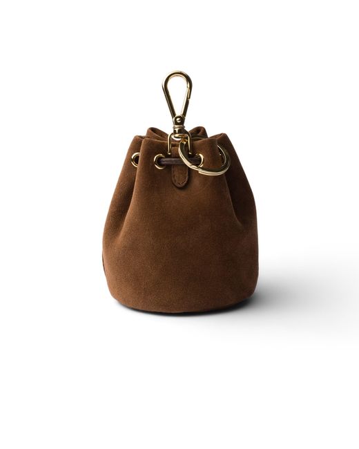 Prada Brown Mini Icon Suede Keychain Charm