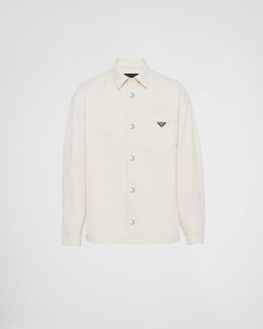 Prada White Velvet Denim Shirt for men