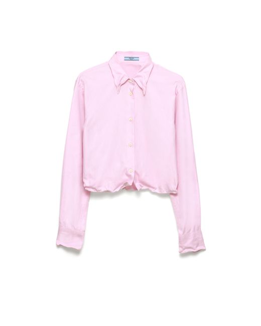 Camisa Oxford De Algodón Prada de color Pink