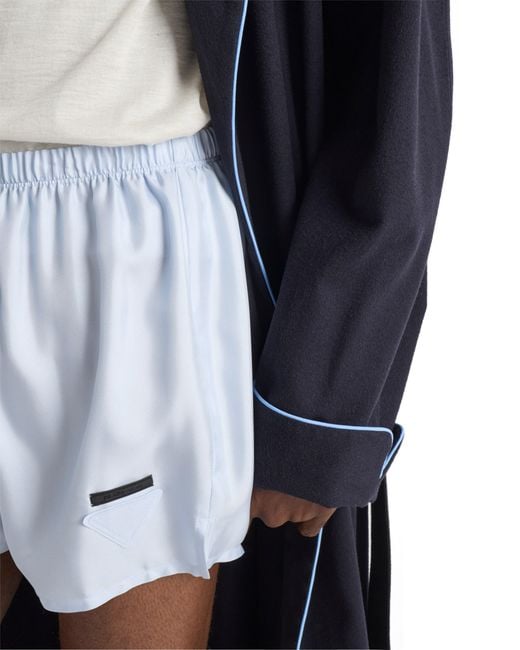 Prada Blue Silk Boxer Shorts for men