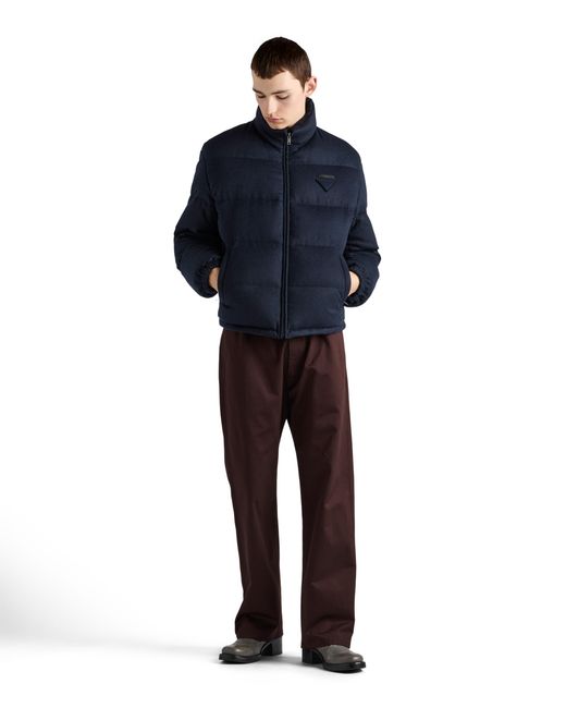 Cashmere quilted down jacket Prada de hombre de color Blue