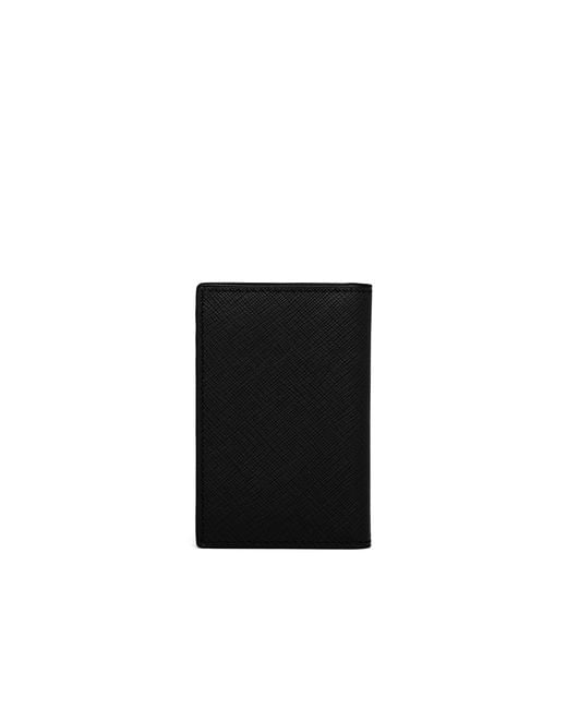 Prada Black Leather Credit Card Holder for men