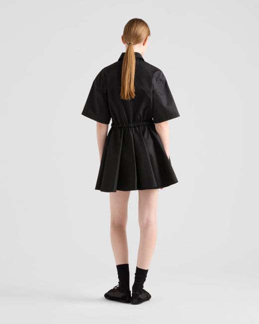 Prada Short-Sleeved Re-Nylon Dress in Black | Lyst