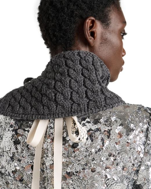 Prada Black Cable-Knit Wool Collar
