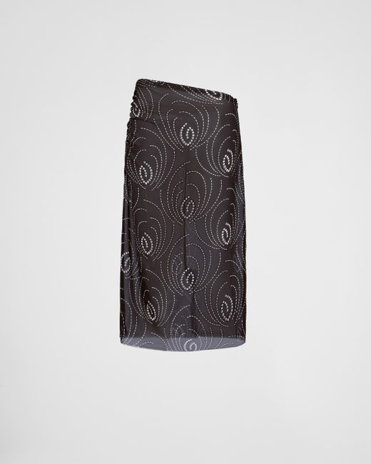 Prada Black Printed Georgette Skirt