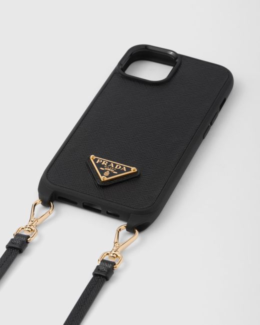 Prada Metallic Saffiano Leather Cover For Iphone 14 Pro