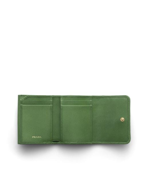 Prada Green Small Woven Madras Leather Wallet