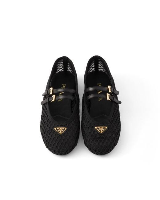 Prada Black Mesh Fabric Ballerinas