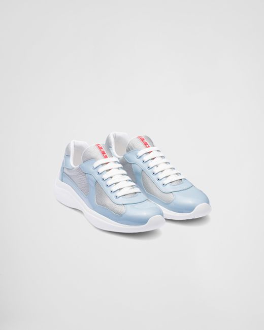 Prada America's Cup Patent Leather Patchwork Sneakers in Blue for Men |  Lyst UK