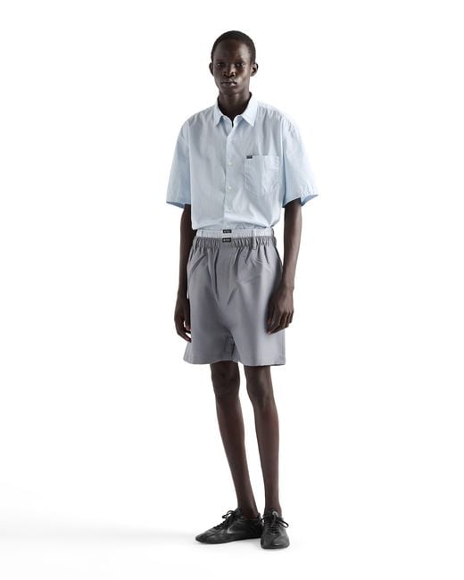 Prada Blue Short-Sleeved Cotton Shirt for men
