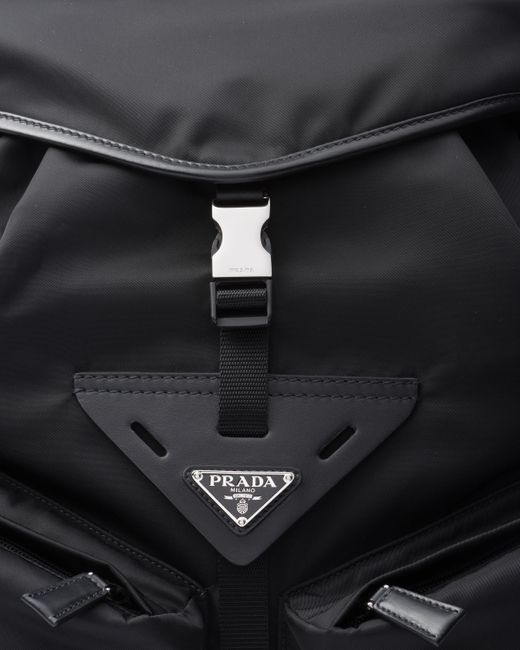 Prada Black Re-Nylon And Leather Backpack for men