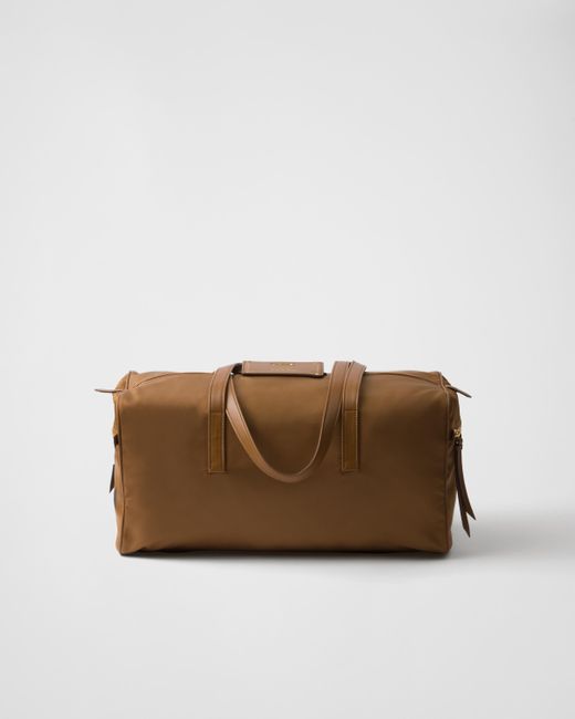 Prada Brown Large Re-Nylon Top-Handle Bag With Padlock
