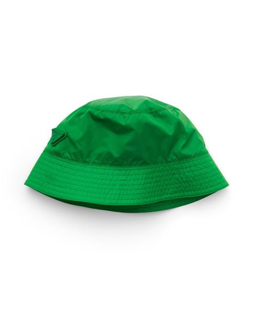 Prada Foldable Re-Nylon Bucket Hat in Green | Lyst UK
