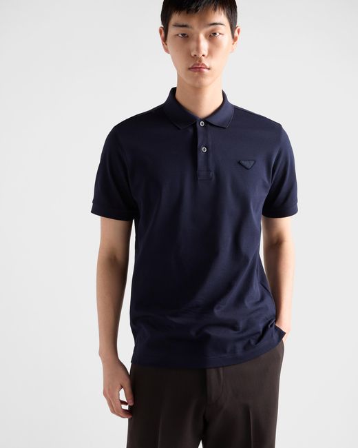 Prada Poloshirt Aus Piqué in Blue für Herren