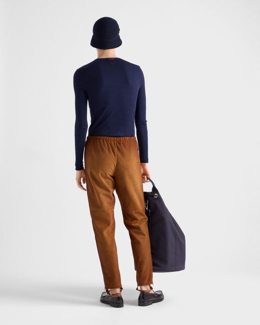 Prada Brown Suede Joggers for men