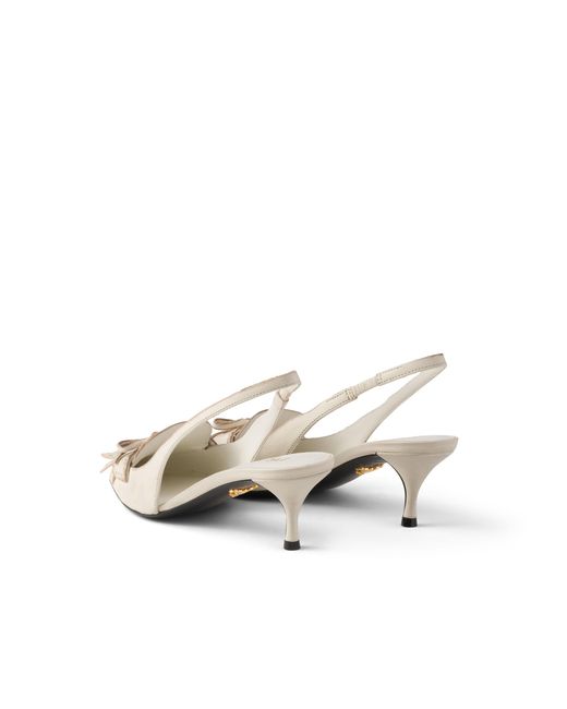 Prada White Leather Slingback Pumps