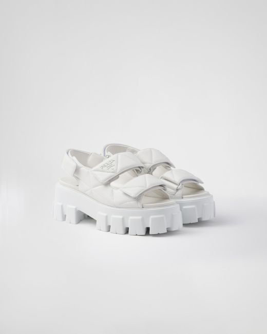 Prada White Monolith Nappa Leather Sandals