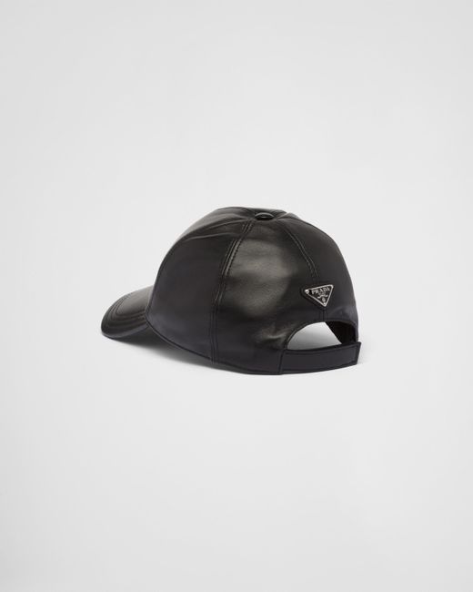 Prada Black Nappa Leather Baseball Cap for men