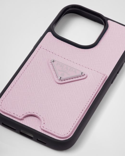 Cover In Saffiano Per Iphone 14 Pro di Prada in Pink