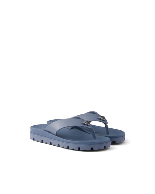 Prada Blue Rubber Thong Sandals, Size 9 for men