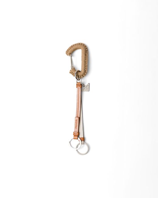 Prada White Leather Keychain Charm for men