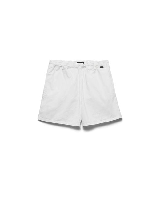 Prada White Twill Swim Trunks for men