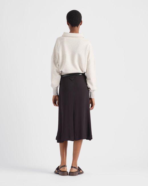 Prada Black Sablé Satin Skirt