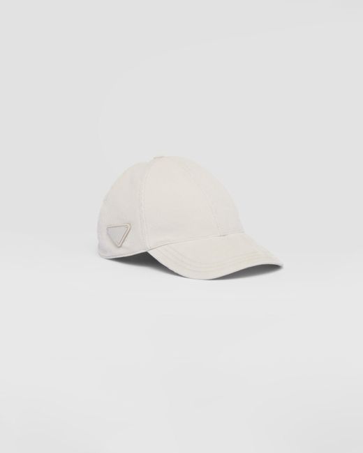 Prada White Corduroy Baseball Cap for men