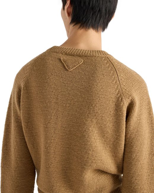 Prada Natural Wool Crew-Neck Sweater for men