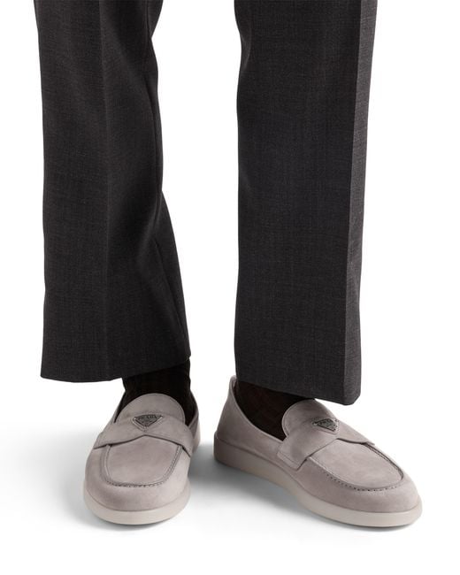 Prada White Suede Loafers for men